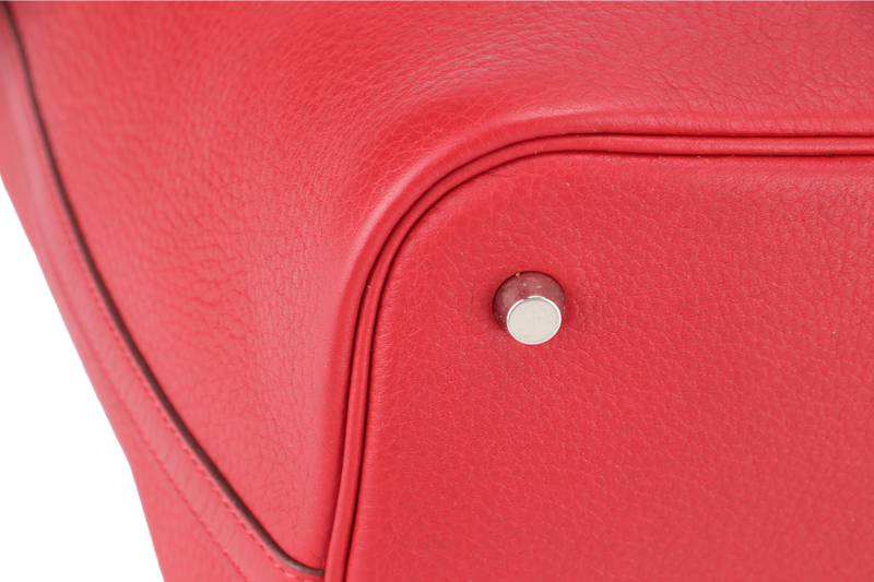 HERMES PICOTIN 22 ROUGE GARANCE TAURILLON CLEMENCE LEATHER PALLADIUM HARDWARE STAMP G SQUARE (YEAR 2003) NO LOCK&KEYS, NO DUST COVER, NO BOX