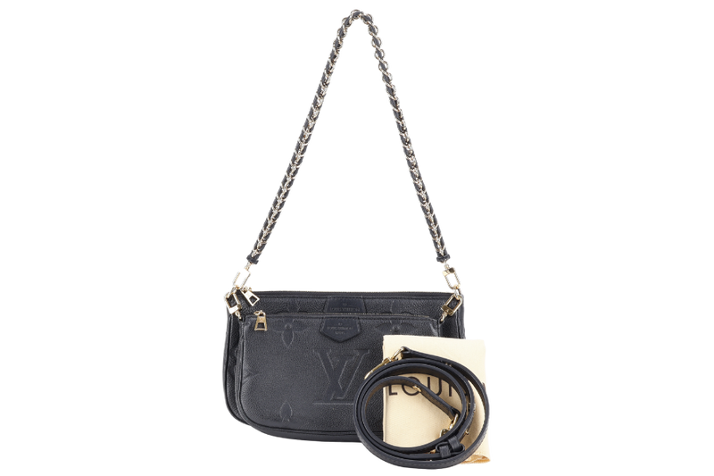 LOUIS VUITTON M80399 MULTI POCHETTE ACCESSORIES BLACK GIANT MONOGRAM EMPREINTE LEATHER GOLD HARDWARE WITH CHAIN, STRAPS AND DUST COVER