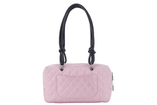 CHANEL CAMBON LINE (9139xxxx) LARGE PINK CALFSKIN LEATHER SILVER HARDWARE WITH DUST COVER