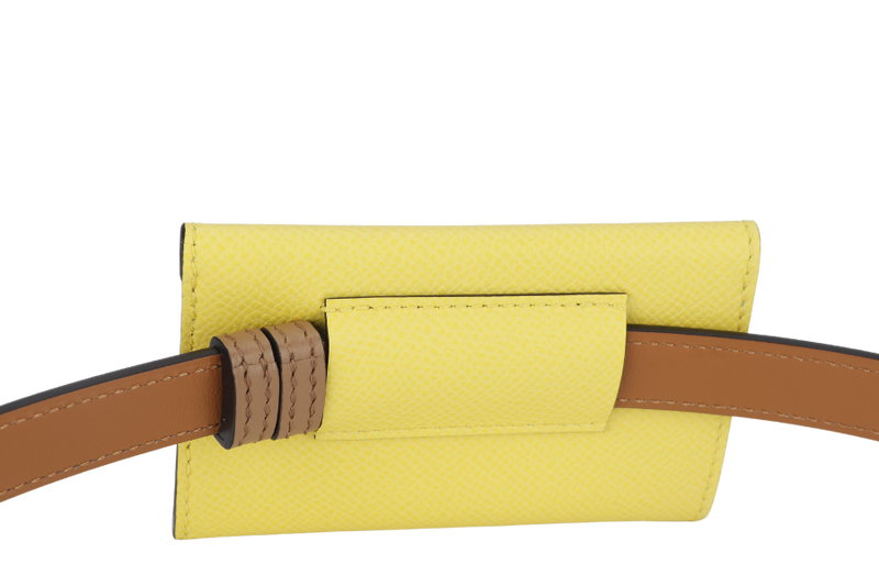 HERMES KELLY 18 POCKET CITRON CELESTE CRIQUET POUCH CHAI COLOR BELT GOLD HARDWARE WITH DUST COVER AND BOX