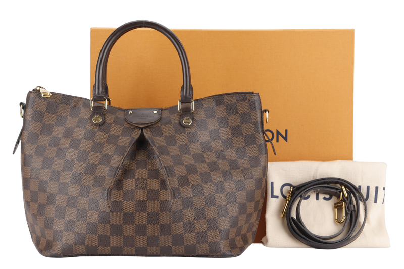 LOUIS VUITTON SIENA MM (N41546) DAMIER EBENE CANVAS GOLD HARDWARE WITH DUST COVER AND BOX