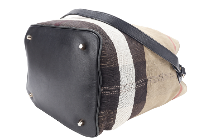 BURBERRY ASHBY MEDIUM CHECKED BUCKET CANVAS WITH DUST COVER