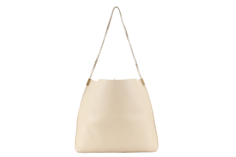 YVES SAINT LAURENT (YSL) SUZANNE HOBO SHOULDER BAG BEIGE GRAINED LEATHER GOLD HARDWARE WITH DUST COVER