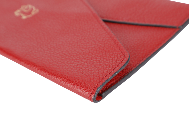 LOUIS VUITTON VEAU CACHEMIRE ENVELOPE POUCH CHINESE NEW YEAR PIG RED LEATHER GOLD HARDWARE NO DUST COVER