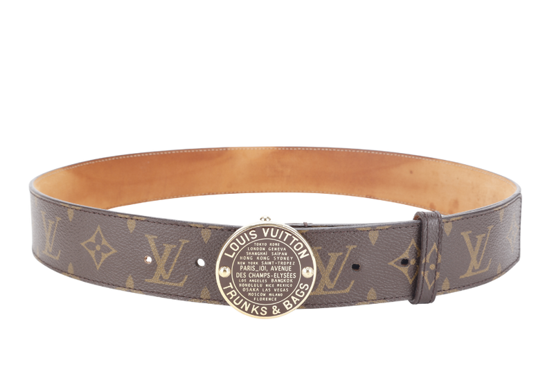 LOUIS VUITTON TRUNKS AND BAGS BELT MONOGRAM COATED CANVAS GOLD HARDWARE NO DUST COVER