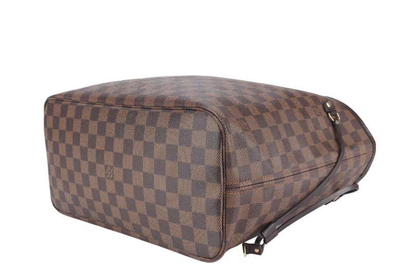 LOUIS VUITTON NEVERFULL MM DAMIER EBENE CANVAS GOLD HARDWARE WITH DUST COVER