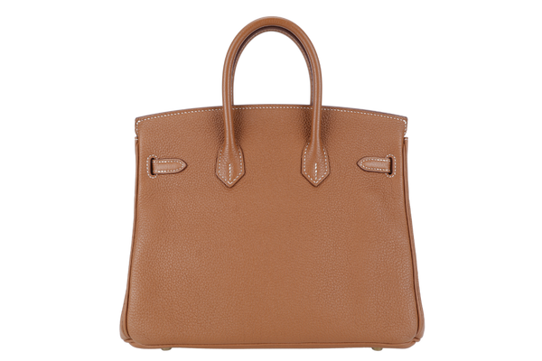 HERMES BIRKIN 25 GOLD TOGO GOLD HARDWARE STAMP X (2016} WITH LOCK & KEYS, RAINCOAT AND DUST COVER