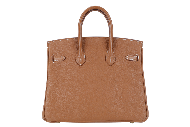 HERMES BIRKIN 25 GOLD TOGO GOLD HARDWARE STAMP X (2016} WITH LOCK & KEYS, RAINCOAT AND DUST COVER