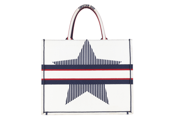 CHRISTIAN DIOR BOOK TOTE (50-MA-0281) WHITE MEDIUM CANVAS TOTE BAG WITH CARD AND BOX
