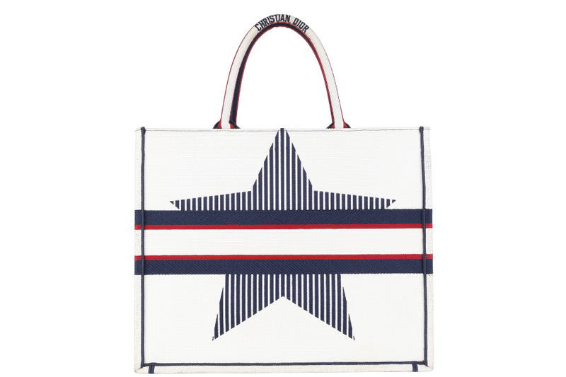 CHRISTIAN DIOR BOOK TOTE (50-MA-0281) WHITE MEDIUM CANVAS TOTE BAG WITH CARD AND BOX