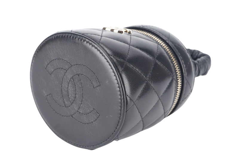 CHANEL 22S VANITY MINI TOP HANDLE BLACK LAMBSKIN GOLD HARDWARE (3209xxxx) WITH CARD, DUST COVER AND BOX