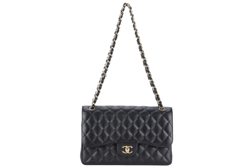 CHANEL CLASSIC FLAP JUMBO (1932xxxx) BLACK GOLD HARDWARE WITH DUST COVER AND BOX