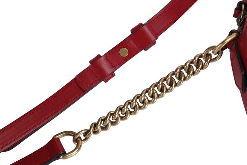 Gucci GG Marmont Shoulder Bag (447632 204991) Red Color Leather Gold Hardware No Dust Cover