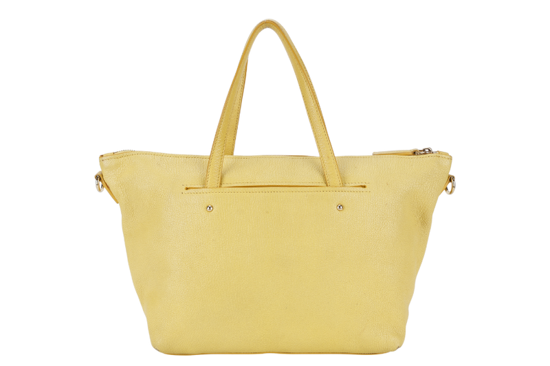 SALVATORE FERRAGAMO MIKA CONVERTIBLE TOTE BAG LARGE YELLOW LEATHER GOLD HARDWARE WITH DUST COVER