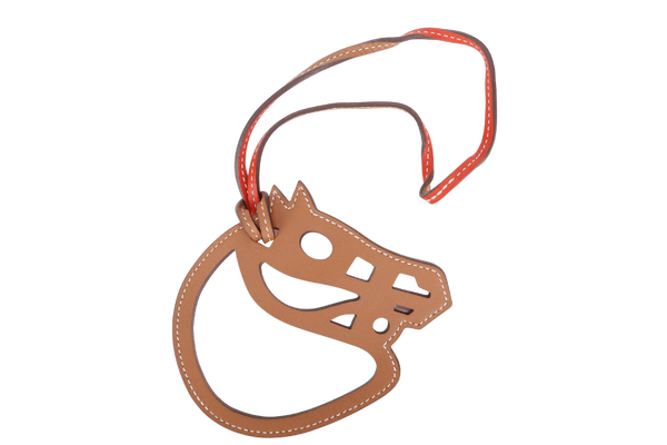 HERMES PADDOCK CHEVAL HORSE CHARM ROUGE GRENAT SWIFT LEATHER NO DUST COVER