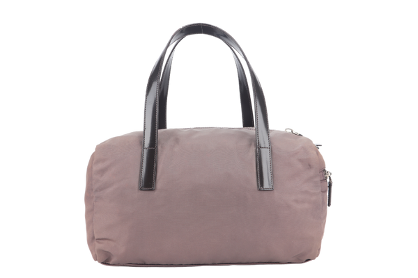 PRADA BR2509 BOSTON BAG DUSTY PURPLE NYLON SILVER HARDWARE WITH DUST COVER