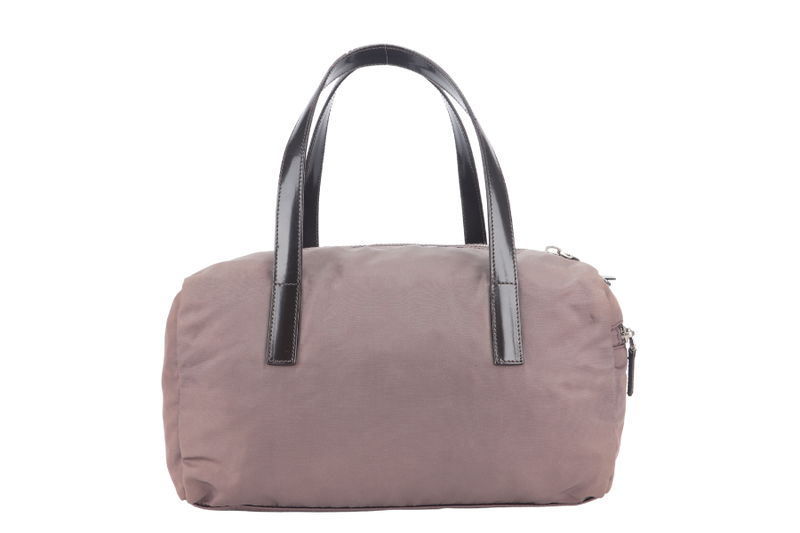 PRADA BR2509 BOSTON BAG DUSTY PURPLE NYLON SILVER HARDWARE WITH DUST COVER