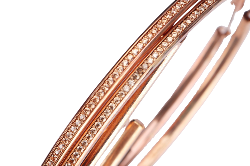 FENDI ORECCHINI LOGO CHAMPAGNE GOLD LARGE ROUND EARRING, DIAMETER 7CM WITH BOX