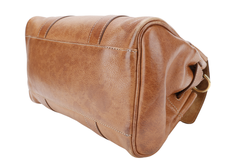 MULBERRY BAYSWATER SMALL BROWN LEATHER GOLD HARDWARE WITH LEATHER STRAPS AND DUST COVER