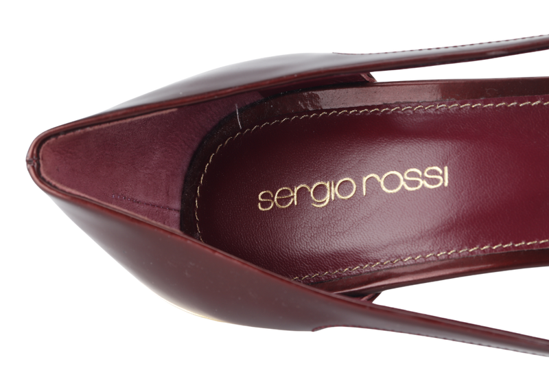 SERGIO ROSSI HEELS MAROON PATENT LEATHER SIZE 38