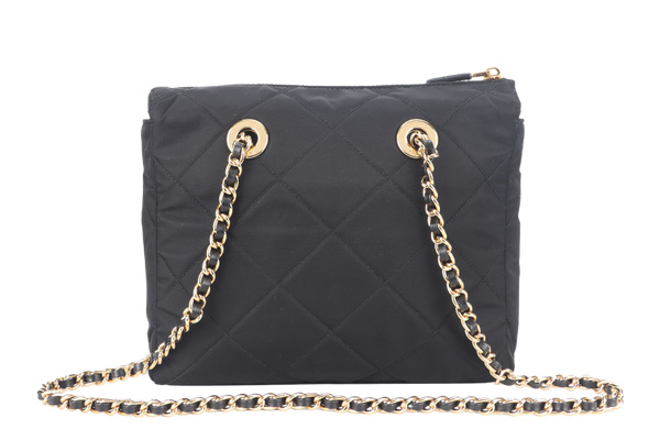 PRADA 1BG887 RE-EDITION 1995 SHOULDER BAG SAFFIANO CUIR NERO-FUOCO GOLD HARDWARE WITH DUST COVER AND CARD