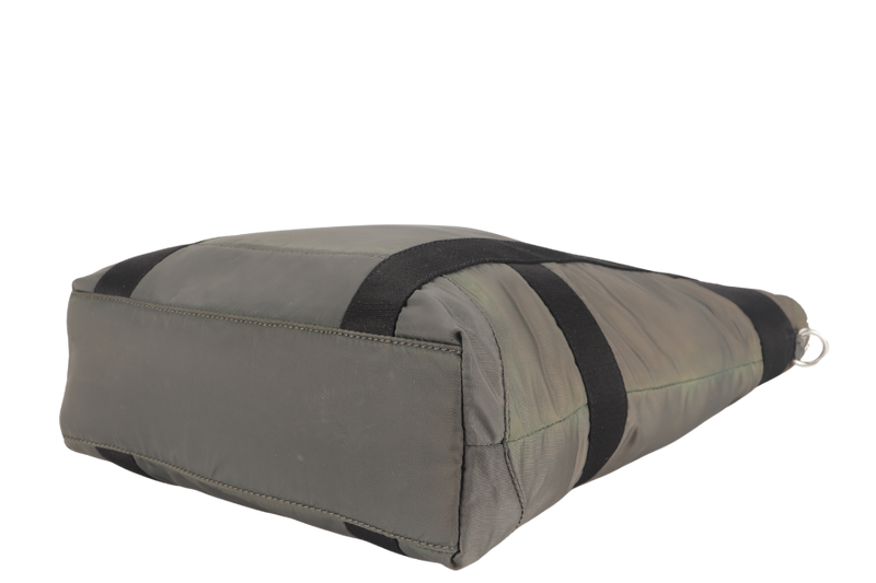 calvin klein green nylon black trim tote bag with dust cover