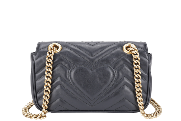 GUCCI MARMONT SMALL BLACK LEATHER GOLD HARDWARE WITH DUST COVER