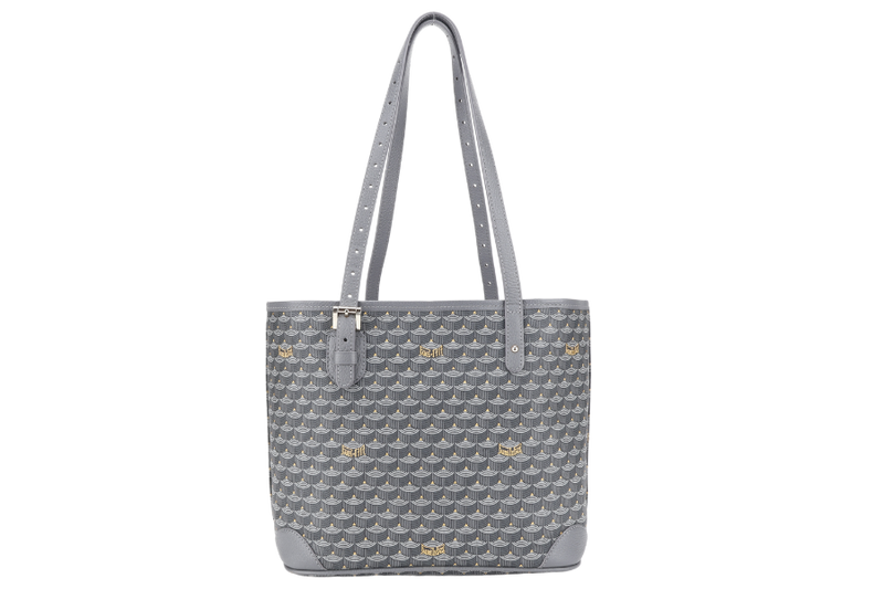 FAURE LE PAGE DAILY BATTLE TOTE GREY CANVAS SILVER HARDWARE 1905 WITH BAG ORGANISER