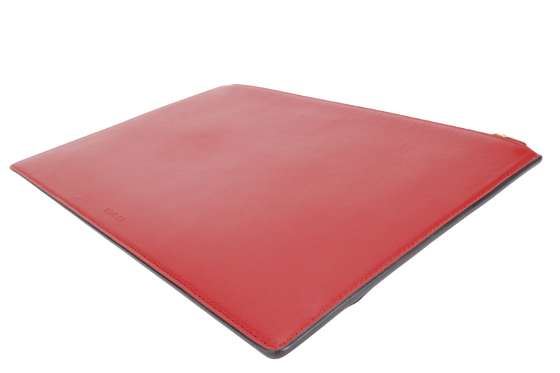 GUCCI BOSCO GG SUPREME CANVAS CLUTCH BAG, PINK, BEIGE AND RED WITH DUST COVER AND BOX