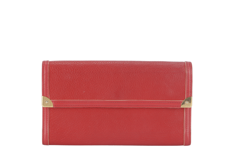 LOUIS VUITTON SARAH WALLET RED CALF LEATHER GOLD HARDWARE