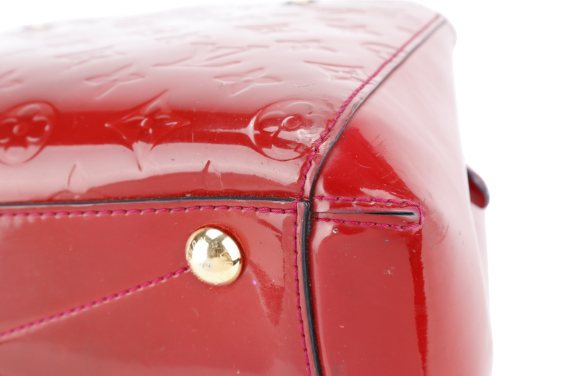 LOUIS VUITTON MONTAIGNE BB RED MONOGRAM VERNIS LEATHER GOLD HARDWARE NO DUST COVER