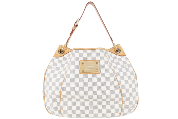 LOUIS VUITTON N55215 GALLIERA PM DAMIER AZUR CANVAS HOBO BAG GOLD HARDWARE WITH DUST COVER
