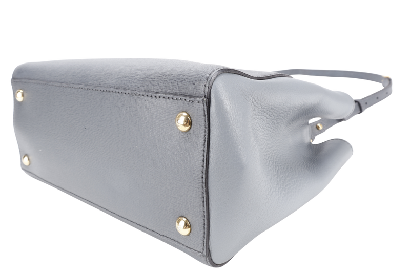 FENDI 2JOURS PETITE (8BH253-D7E-158-0501) GRAY CANVAS LEATHER GOLD HARDWARE NO DUST COVER AND NO BOX