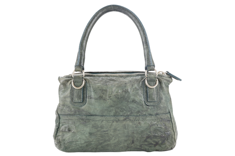 GIVENCHY PANDORA SMALL DARK GREEN DISTRESSED SHEEPSKIN LEATHER GOLD HARDWARE WITH LEATHER STRAPS