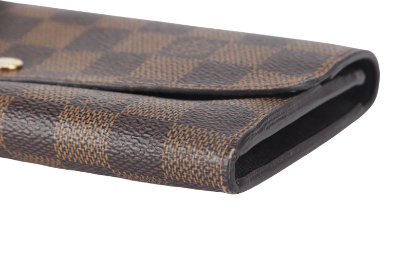 LOUIS VUITTON PORTEUFILLE EMILIY LONG WALLET (N63019) BROWN DAMIER EBENE GOLD HARDWARE WITH DUST COVER AND BOX