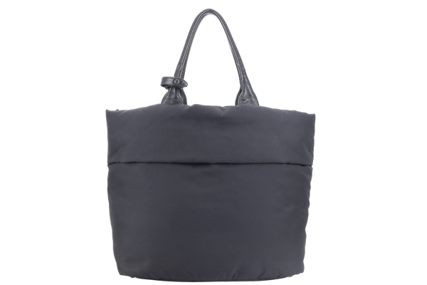 PRADA B4521V TESSUTO NAPPA REVERSIBLE TOTE NERO RUTHENIUM HARDWARE WITH CARD