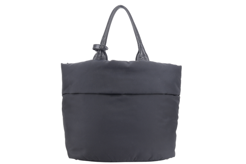 PRADA B4521V TESSUTO NAPPA REVERSIBLE TOTE NERO RUTHENIUM HARDWARE WITH CARD