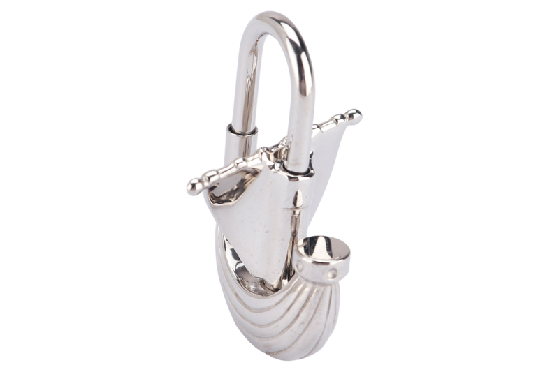 HERMES SILVER PLATED SAILBOAT CADENA LOCK CHARM WITH BOX