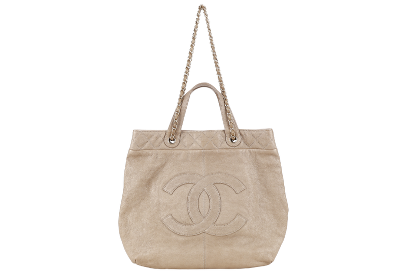 CHANEL METALLIC GOLD CAVIAR SHOULDER BAG (1756xxxx) WITH CARD NO DUST COVER