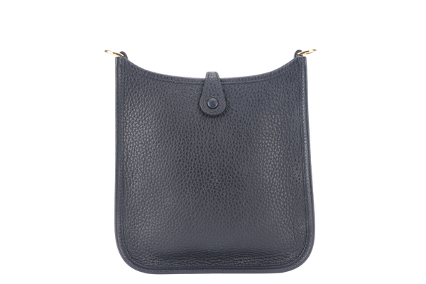 HERMES EVELYNE TPM BLUE INDIGO STAMP C (YEAR 2018) ROSE x ROUGH H STRAP GOLD HARDWARE WITH BOX, NO DUST COVER