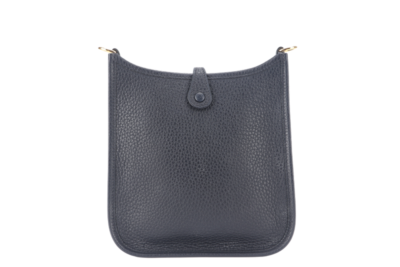 HERMES EVELYNE TPM BLUE INDIGO STAMP C (YEAR 2018) ROSE x ROUGH H STRAP GOLD HARDWARE WITH BOX, NO DUST COVER