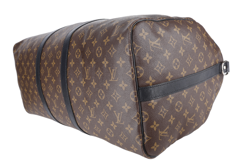 LOUIS VUITTON M56711 KEEPALL BANDOULIERE 55 MONOGRAM CANVAS SILVER HARDWARE (INITIALS NAME _ E.C.A) WITH STRAPS