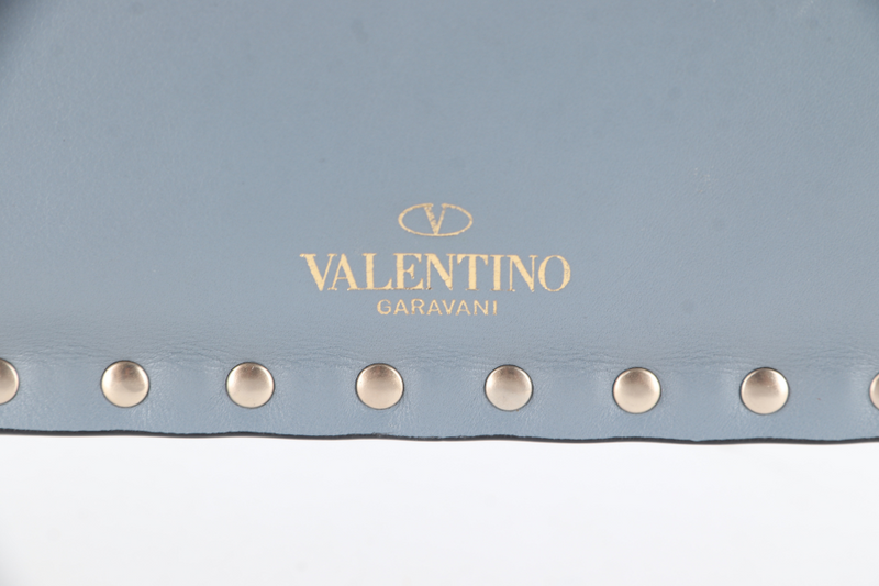 VALENTINO GARAVANI ROCK STUDDED CLUTCH GREY LEATHER NO DUST COVER