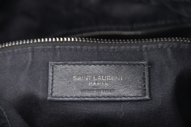 YVES SAINT LAURENT (YSL) NIKI CRINKLED MEDIUM BLACK CALF LEATHER SILVER HARDWARE NO DUST COVER