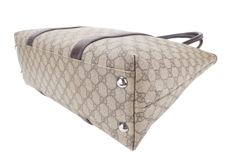 GUCCI TOTE BAG BROWN CANVAS SILVER HARDWARE NO DUST COVER