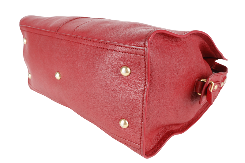 YVES SAINT LAURENT (YSL) CABAS CHYC BURGUNDY CALF LEATHER GOLD HARDWARE WITH LONG STRAPS NO DUST COVER