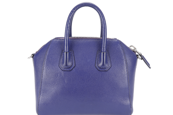 GIVENCHY ANTIGONA SMALL BLUE LEATHER SILVER HARDWARE WITH STRAPS AND DUST COVER