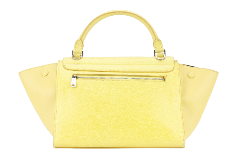 CELINE TRAPEZE SATCHEL YELLOW CALFSKIN LEATHER SILVER HARDWARE WITH STRAPS NO DUST COVER