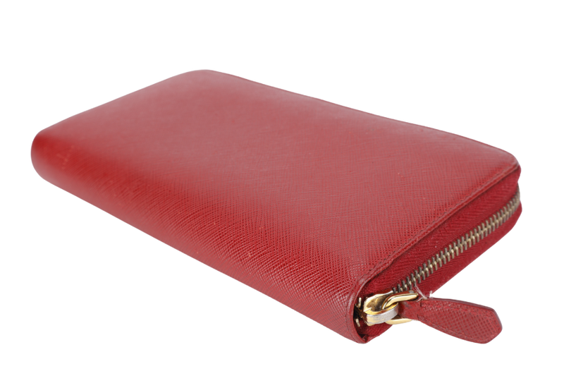 PRADA CONTINENTAL ZIPPY WALLET RED SAFFIANO NO DUST COVER