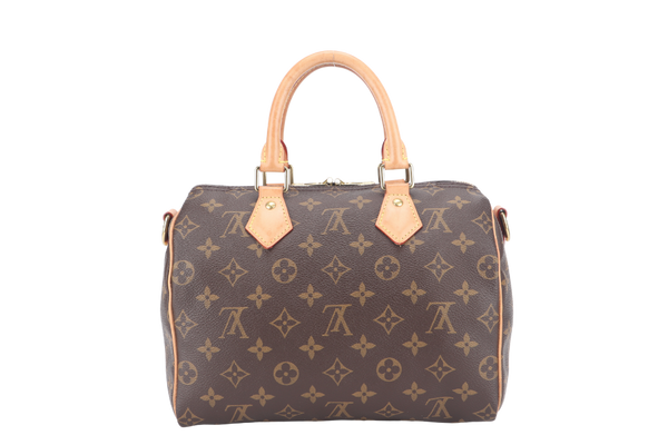 LOUIS VUITTON M46997 SPEEDY BANDOULIERE 25 MONOGRAM COATED CANVAS GOLD HARDWARE WITH PADLOCK AND KEYS NO DUST COVER